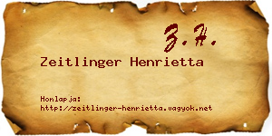 Zeitlinger Henrietta névjegykártya